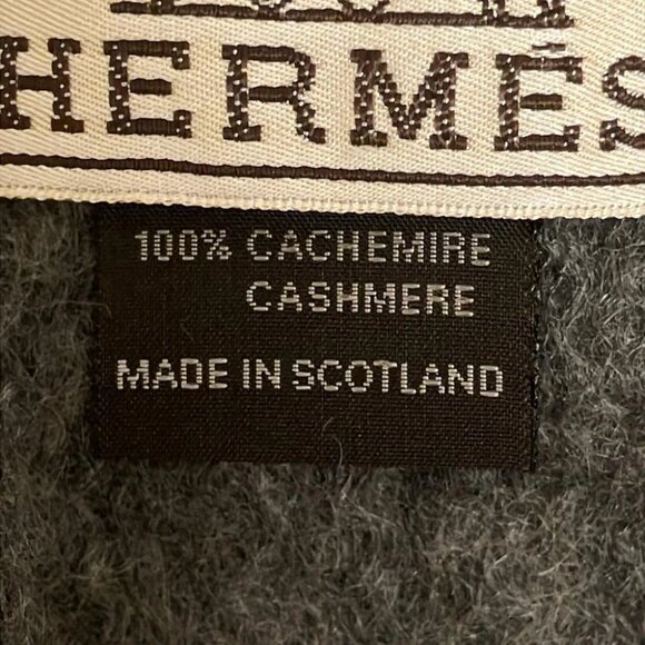 Auth HERMES - Dark Gray Cashmere Scarf - Picture 4 of 7